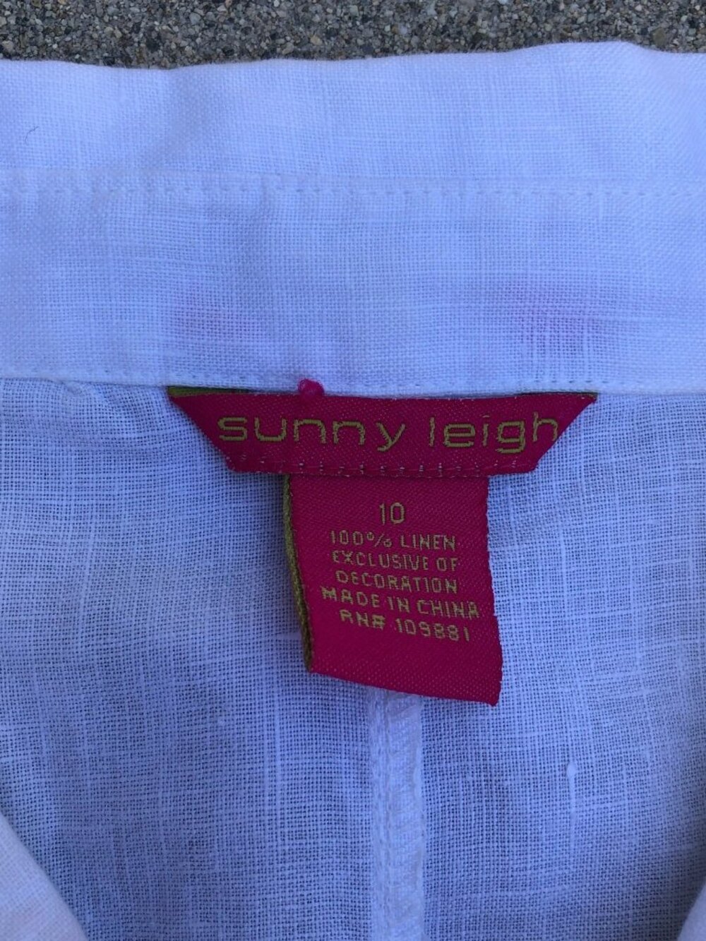 SUNNY LEIGH 100% Linen Button Dress Women's 10 White Short Sleeve - Picture 4 of 8